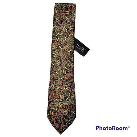 Hi-Tie Mens Fashion Necktie Seide Silk Geometric Paisley Confetti - Picture 5 of 12